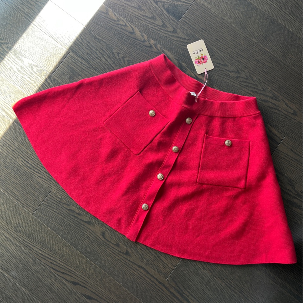 Entro knit Red Mini Skirt with Pockets size  M - NWT